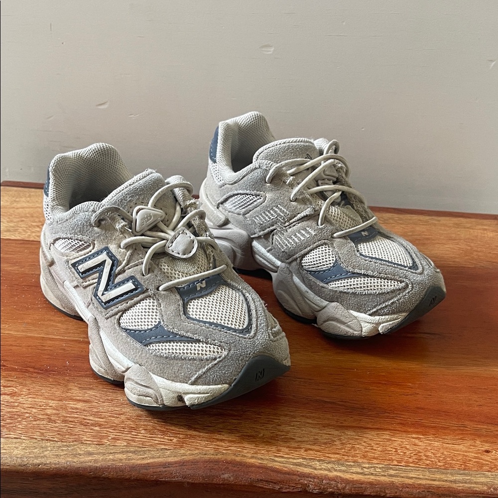 New Balance Kids' Cream and Gray Sneakers